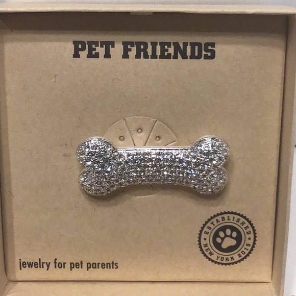 Pet Friends Rhinestone Bone Brooch.  New in box - Picture 2 of 3